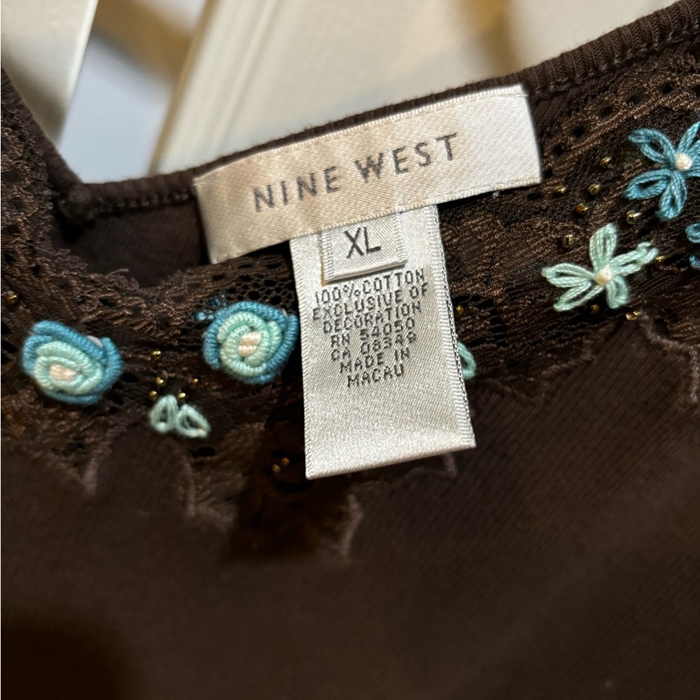 Nine West Sleeveless Brown Top • Size XL - Picture 2 of 3